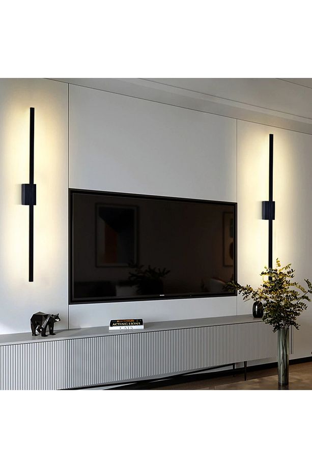 Modern Dekoratif Çubuk Led Duvar Aplik 70 Cm Siyah Oval Profil (dikdörtgen Rozanslı) - 3
