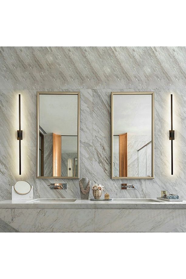 Modern Dekoratif Çubuk Led Duvar Aplik 70 Cm Siyah Oval Profil (dikdörtgen Rozanslı) - 4
