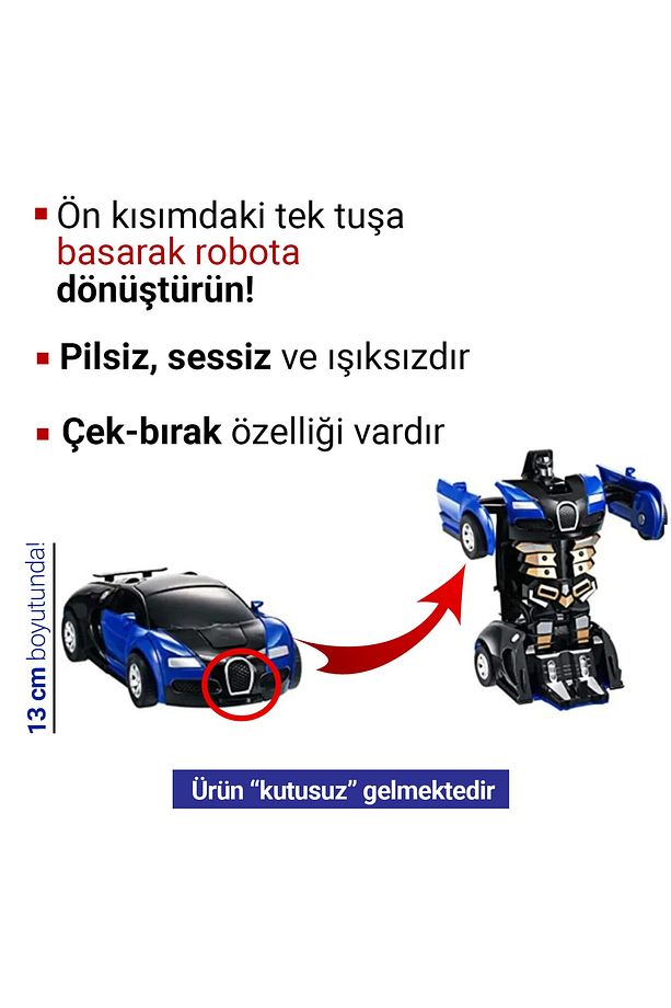Robot Çek Bırak Araba 1:32 Kendinden Robota Dönüşebilen Araba - Çek Bırak Robota Dönüşen Araba - 2