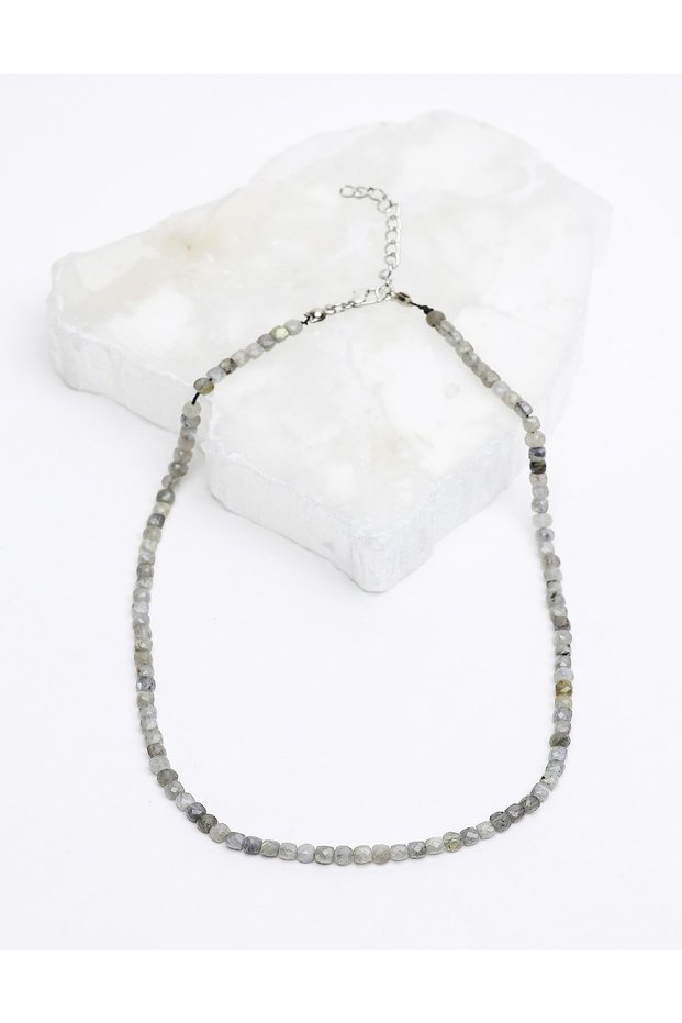 Labradorite 4x4 Mm Cube Model Facet Cut Natural Stone Necklace