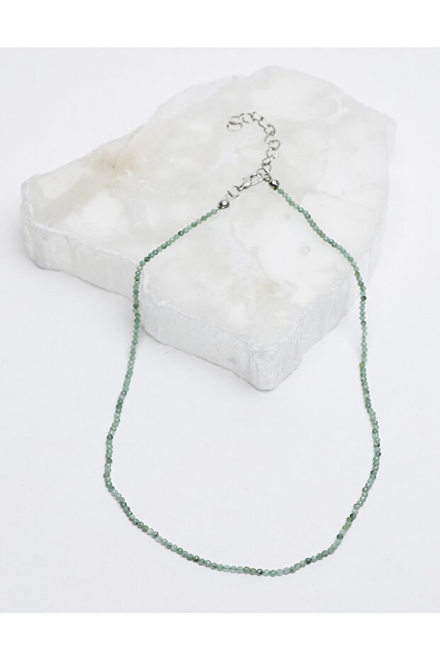 Emerald 2 Mm Facet Cut Natural Stone Necklace