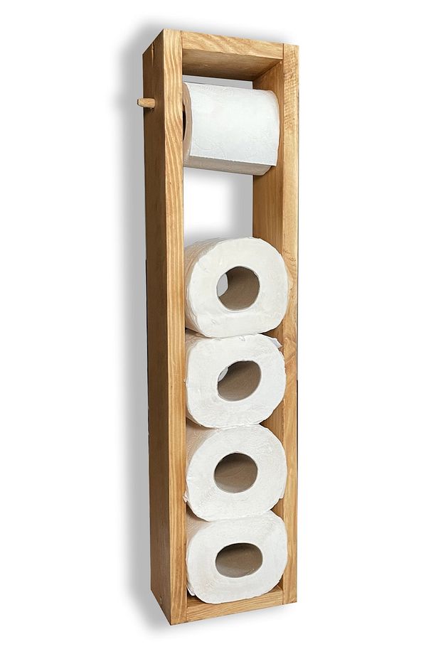 Wc Kağıtlık Tuvalet Kağıtlığı Ahşap Banyo Meşe Rengi - 2