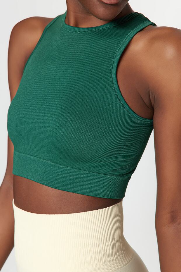 Biustonosz sportowy Duck Head Green Seamless/Ribrated and Light Support z dzianiny Twoss21Ss0024 - 4