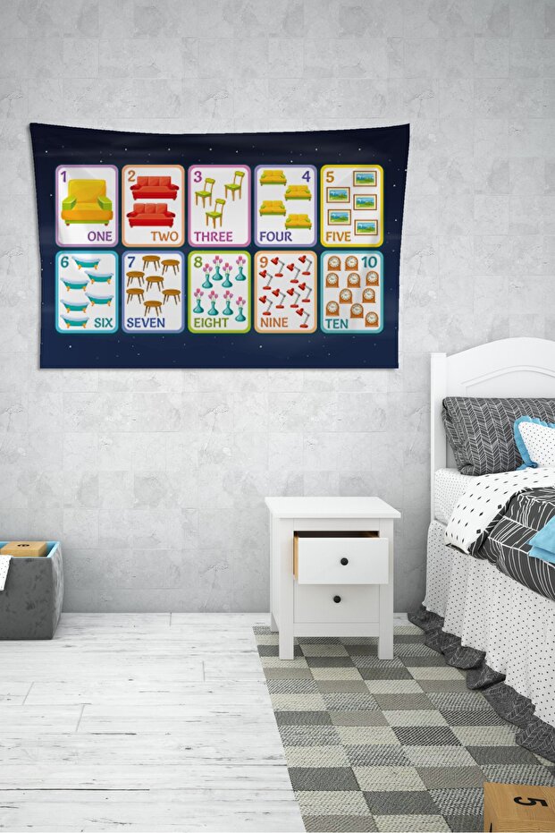 Mathematics Themed Educational Children's Room Wall Cover Carpet 140 X 100 cm