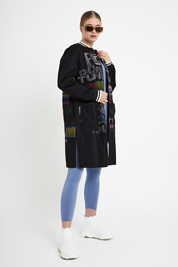 Baskılı Trençkot - 7