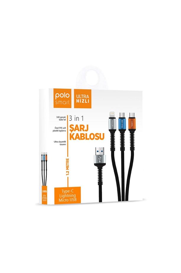 Psm13 3 Çıkışlı 1 Metre Hızlı Şarj Kablosu - 3