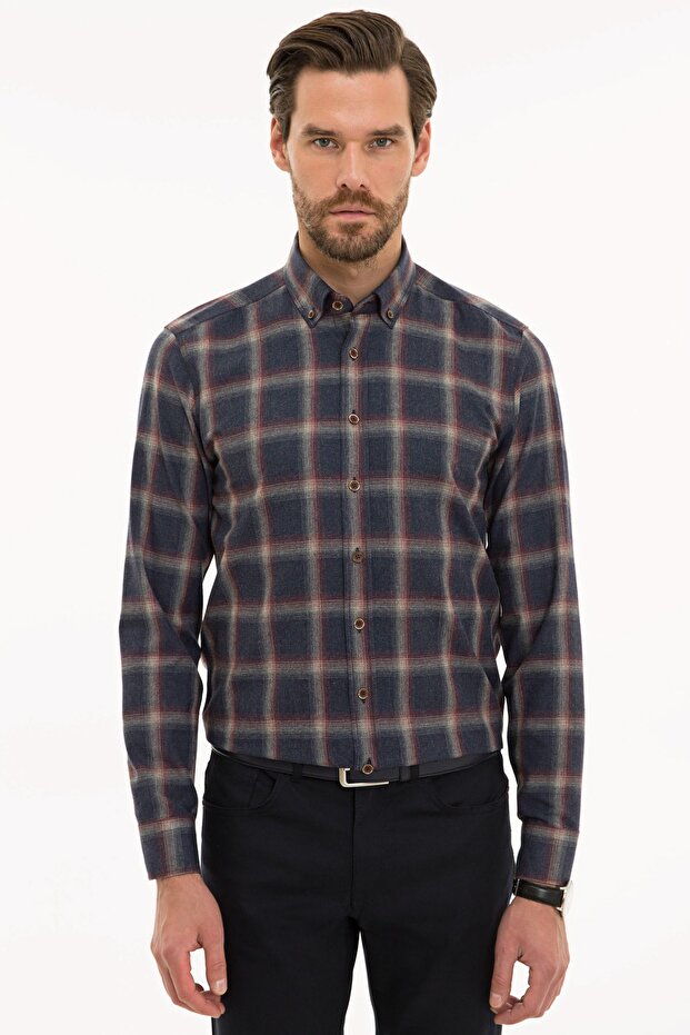 Men's Claret Red Slim Fit Shirt