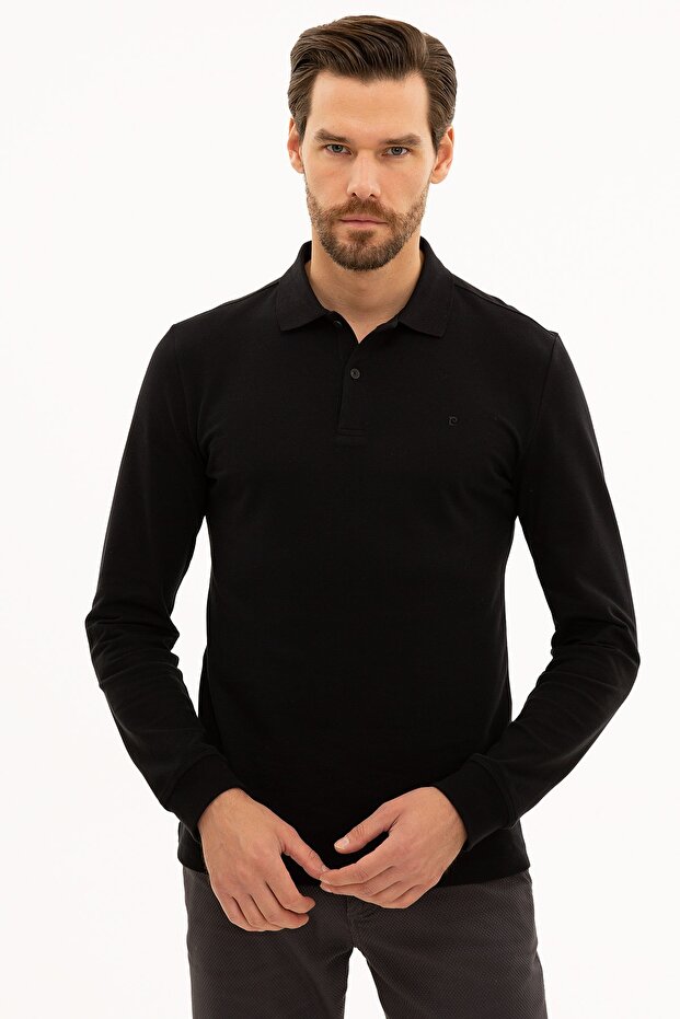 Men's Black Slim Fit Polo Neck Sweatshirt G021GL082.000.1208969