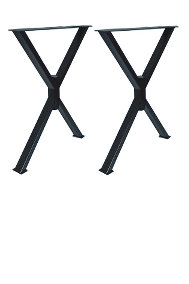 75 Cm Metal Masa Ayağı Ahşap Kütük Masif Çalışma Bilgisayar Yemek Masası Retro X Profil Ayak - 1