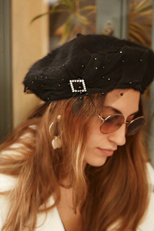 Kadın Siyah Şapka - 3