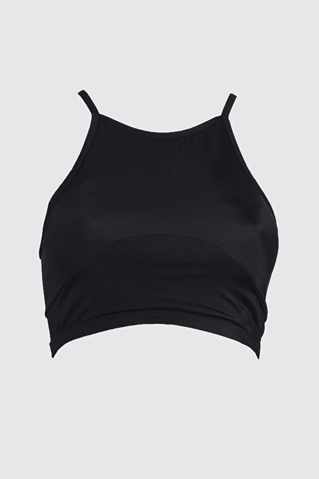 Siyah Biyeli Halter Yaka Kaplı Bikini Üstü TBESS21BU0027 - 6