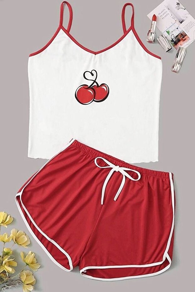 Adrasteia Hanging 2 Piece Combed Cotton Shorts Set