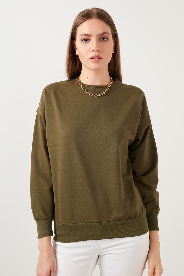 Bisiklet Yaka Basic Örme Sweat Kadın Sweat 5413012 - 3