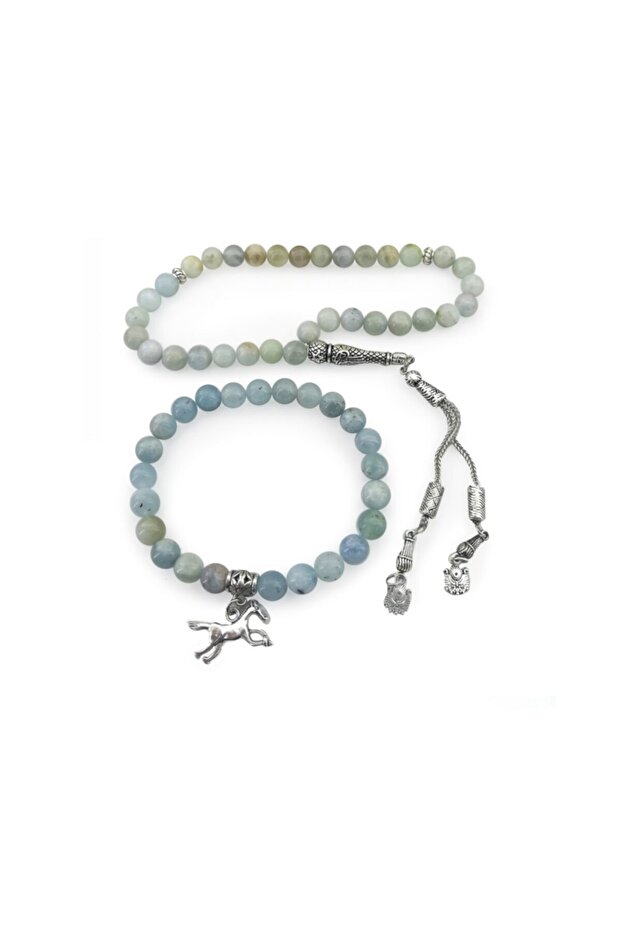 Certified Aquamarine Bracelet-bicep 2-Piece Set Natural Stone