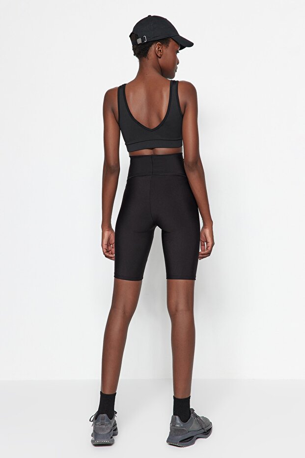 Siyah Toparlayıcı Örme Spor Biker/Bisikletçi/Kısa Tayt THMSS23TY00021 - 7
