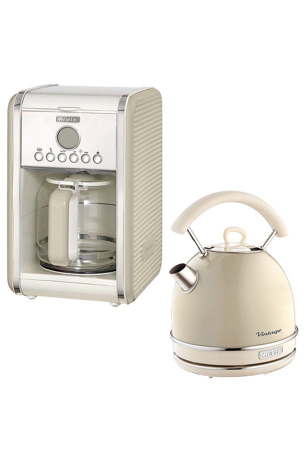 Vintage Bej Filtre Kahve Makinesi Ve Vintage 1.7 Litre Kettle Seti - 1