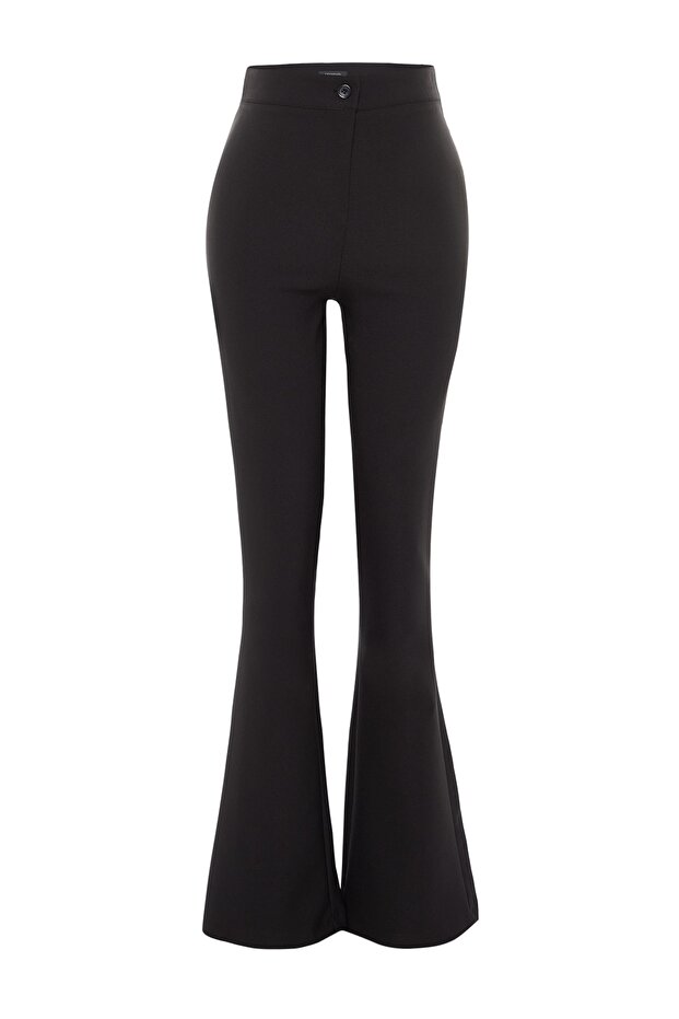 Siyah İspanyol Paça Flare Bootcut Dokuma Kumaş Pantolon TWOAW20PL0576 - 6