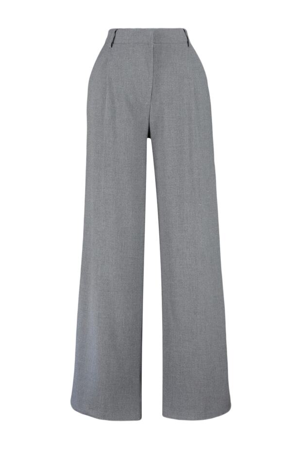 Antrasit Palazzo/Extra Geniş Paça Dokuma Kumaş Pantolon TWOSS23PL00062 Palazzo - 5