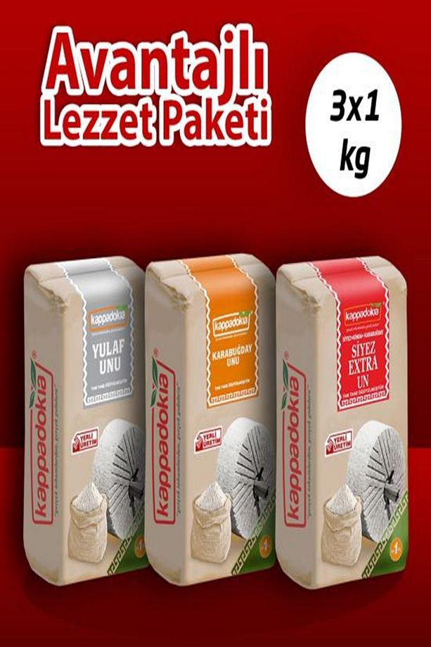 Karabuğday (greçka) Un 1kg + Yulaf Un 1 Kg + Siyez Extra Un 1 Kg - 1
