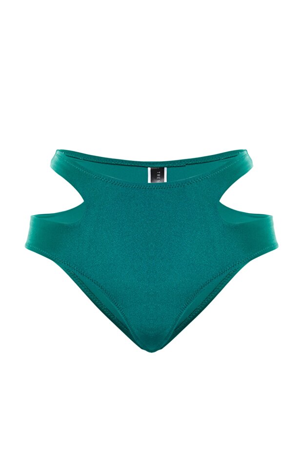 Petrol Cut Out Detaylı Yüksek Bel Normal Paça Bikini Altı TBESS23BA00200 - 7