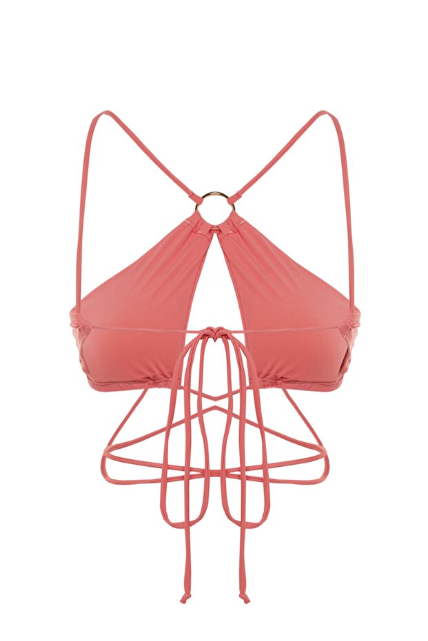 Pembe Halter Yaka Aksesuarlı Bikini Üstü TBESS23BU00016 - 8
