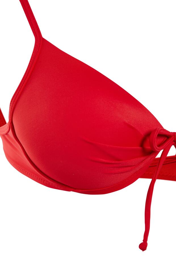 Kırmızı Balkonet Fiyonk Detaylı Kaplı Basic Bikini Üstü TBESS20BU0237 - 6