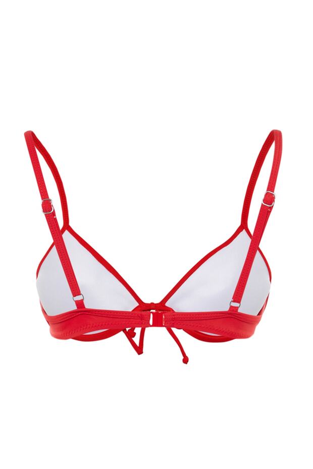 Kırmızı Balkonet Fiyonk Detaylı Kaplı Basic Bikini Üstü TBESS20BU0237 - 7