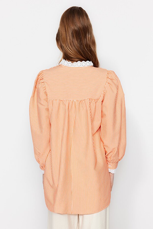 Narancssárga csipke szőtt Seersucker kockás tunika TCTSS23UK00067 - 6