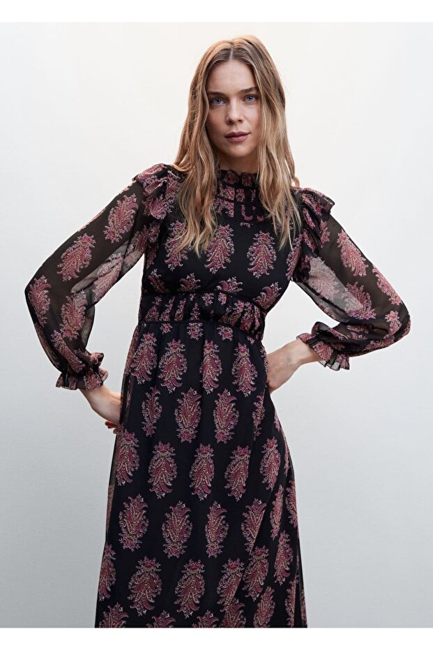 Barok Desenli Elbise - 1