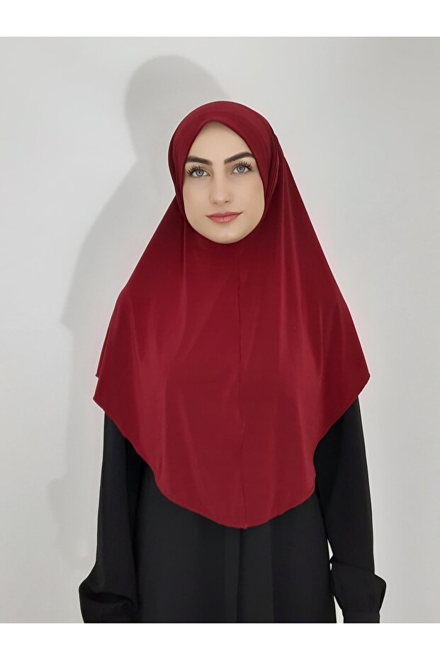 Khımar Ready Large Scarf Suitable for Hajj and Umrah Hıjap Malaysia Model Claret Red