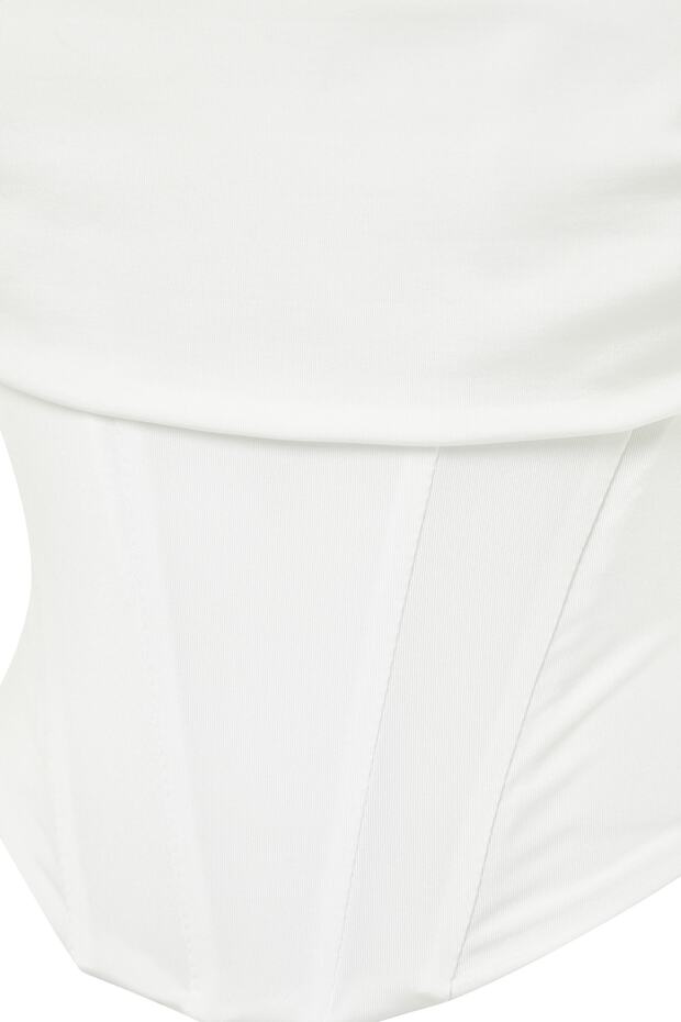 Ecru Kostice Detailní pletený satén bustier TPRSS23BS00006 - 6