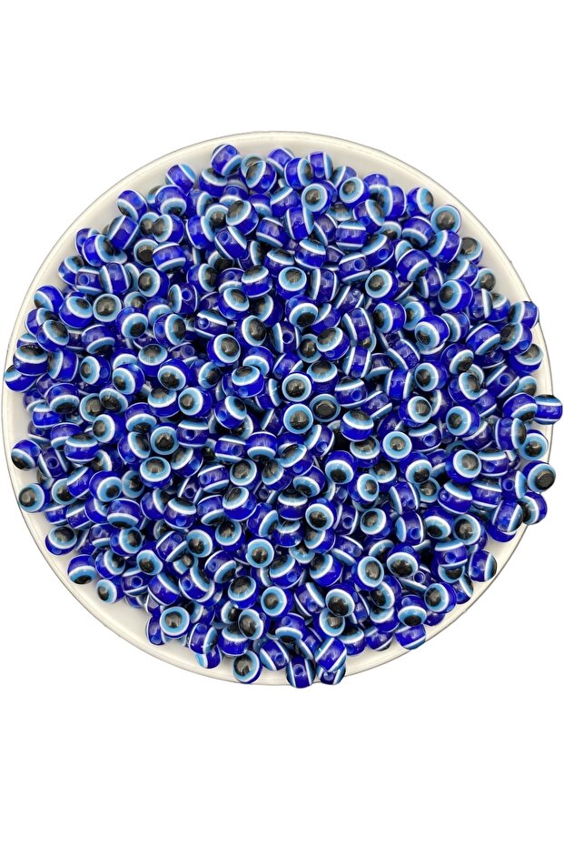 50 Pcs 6mm Navy Blue / Dark Blue Acrylic Round Evil Eye Beads, Jewelry Making Eye Beads