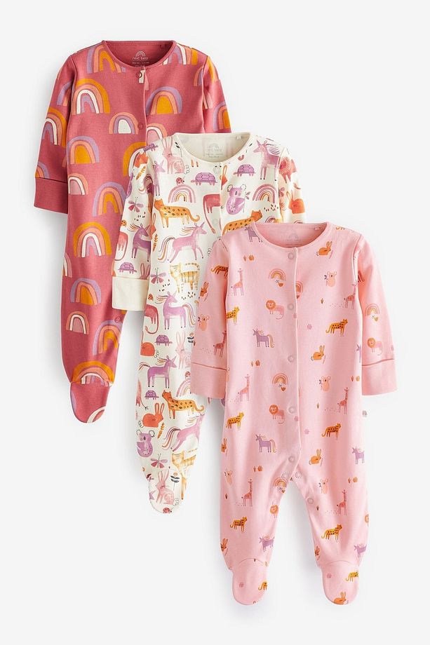 % 100 Pamuklu Pink Unicorn 3’lü Tulum Set - 1