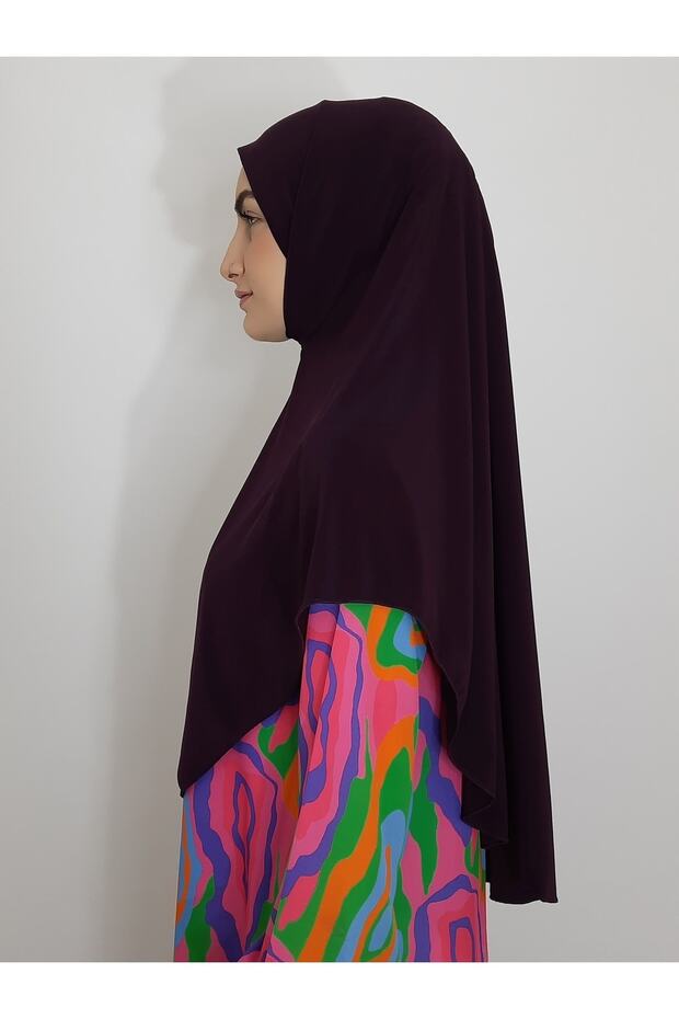 Namaz Örtüsü Hazır Büyük Esarp Malezya Modeli Khimar Hac Ve Umre Icin Uygundur Mürdüm - 5