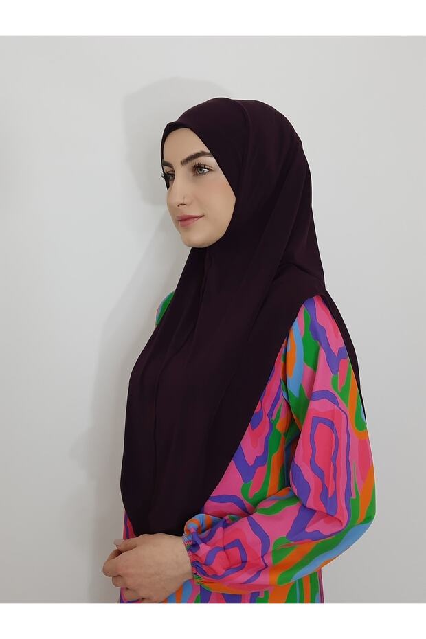 Namaz Örtüsü Hazır Büyük Esarp Malezya Modeli Khimar Hac Ve Umre Icin Uygundur Mürdüm - 7