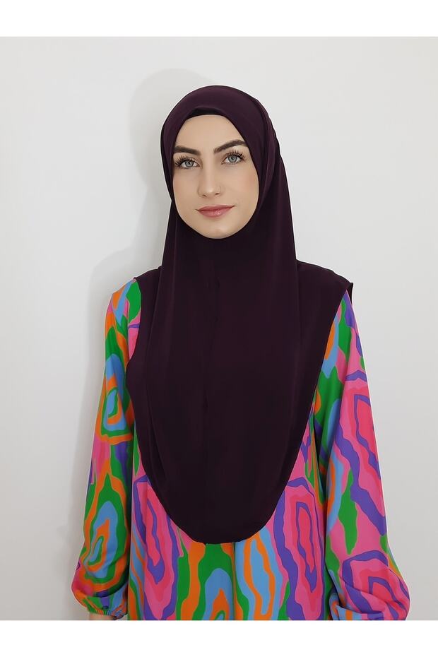 Namaz Örtüsü Hazır Büyük Esarp Malezya Modeli Khimar Hac Ve Umre Icin Uygundur Mürdüm - 8