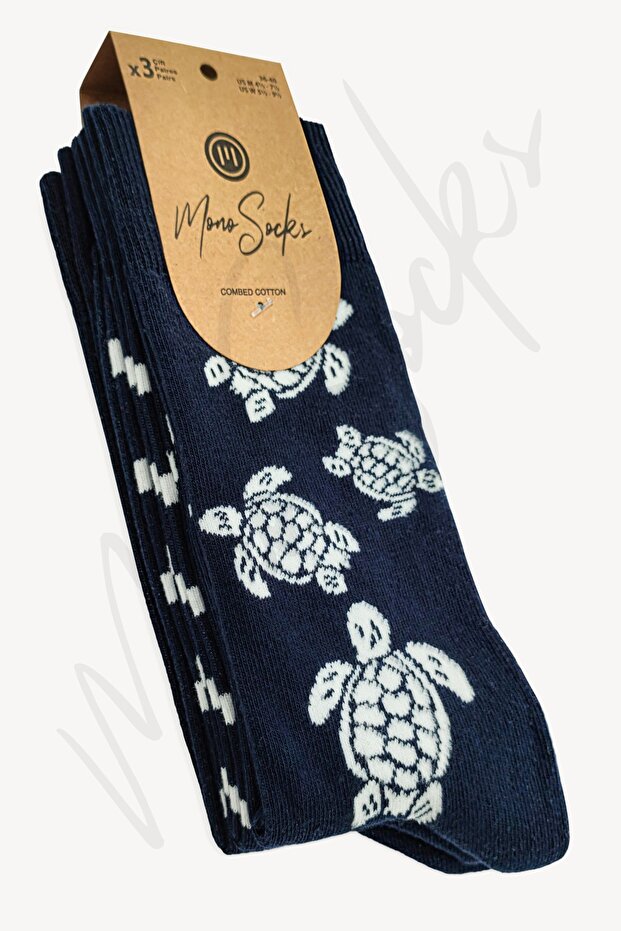 3 Pack Turtle Patterned Socks - 2