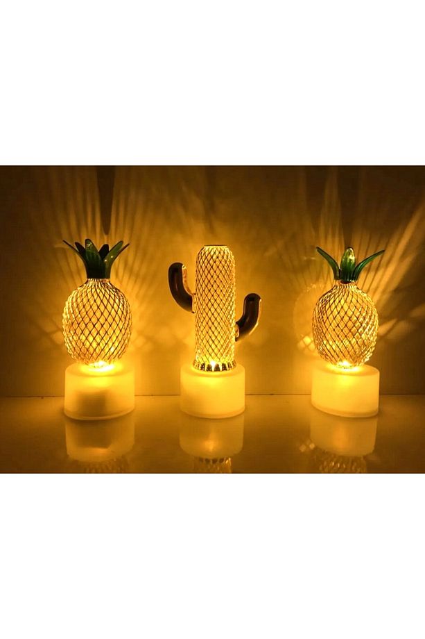 Mini Bakır Gece Lambası Dekor Lambası Kaktüs Lamba - 3