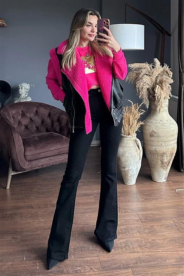 Eva Ispanyol Paça Siyah Flare Süper Yüksek Bel Kadın Jeans Pantolon - 1