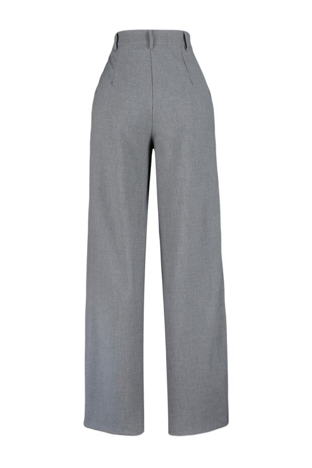 Antrasit Palazzo/Extra Geniş Paça Dokuma Kumaş Pantolon TWOSS23PL00062 Palazzo - 7