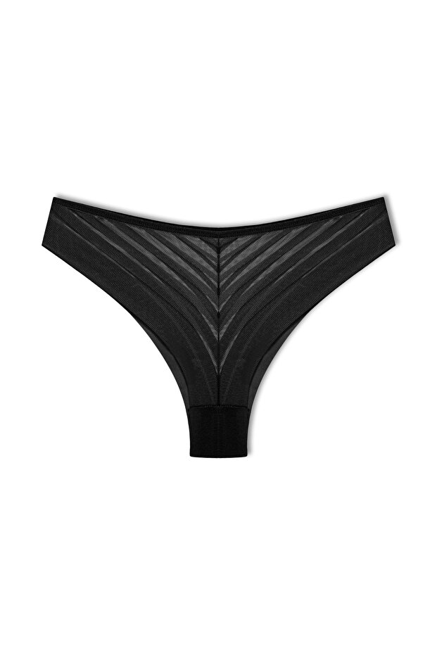 Black Transparent Lace Brazil Women's Panties