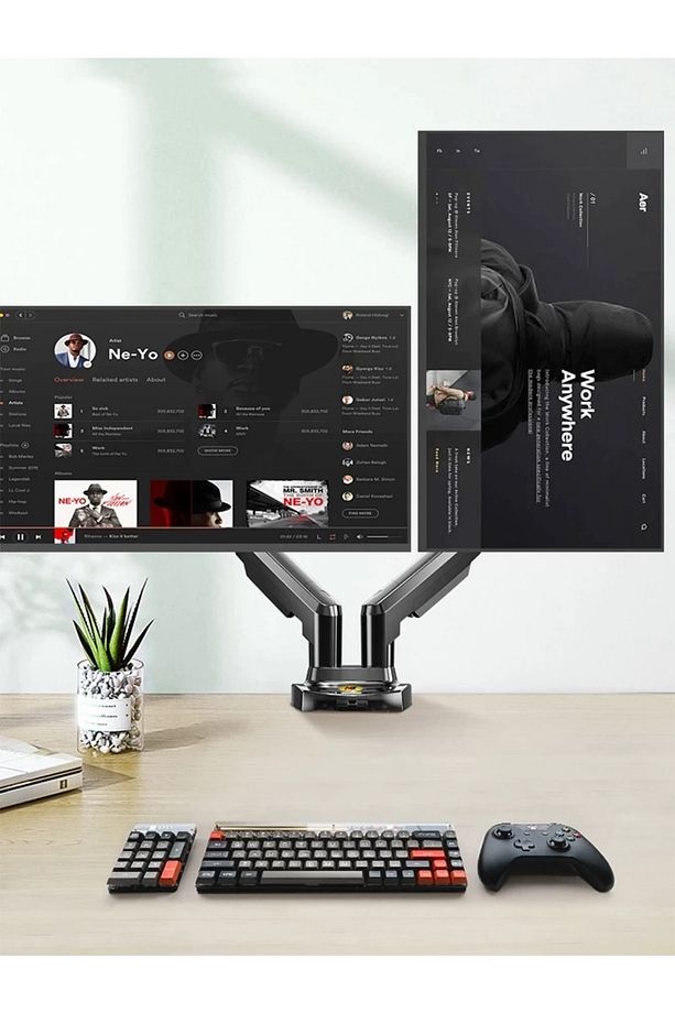 Nb F160 17-27" Çift Kol 2-9 Kg Amortisörlü Monitör Standı Yeni Versiyon - 1
