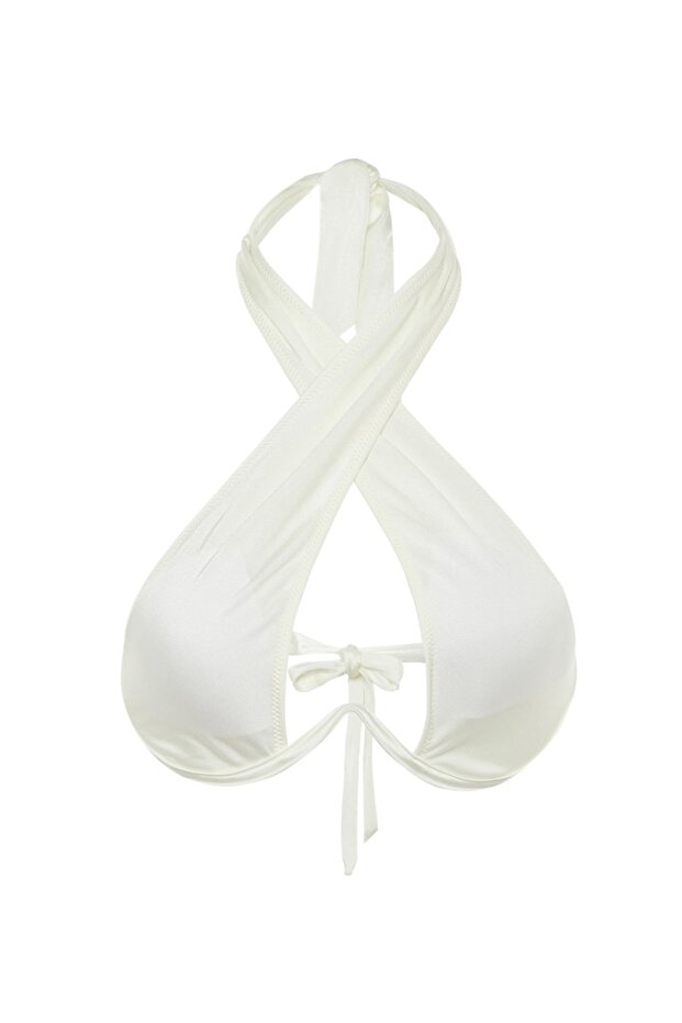 Ekru V Telli Balconette Kaplı Bikini Üstü TBESS22BU0203 - 5