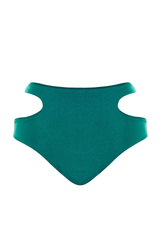 Petrol Cut Out Detaylı Yüksek Bel Normal Paça Bikini Altı TBESS23BA00200 - 8