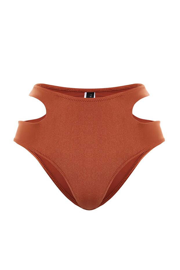 Kiremit Cut Out Detaylı Yüksek Bel Normal Paça Bikini Altı TBESS23BA00200 - 7