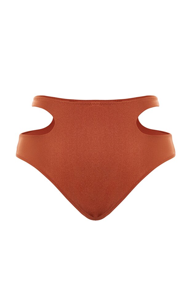 Kiremit Cut Out Detaylı Yüksek Bel Normal Paça Bikini Altı TBESS23BA00200 - 8