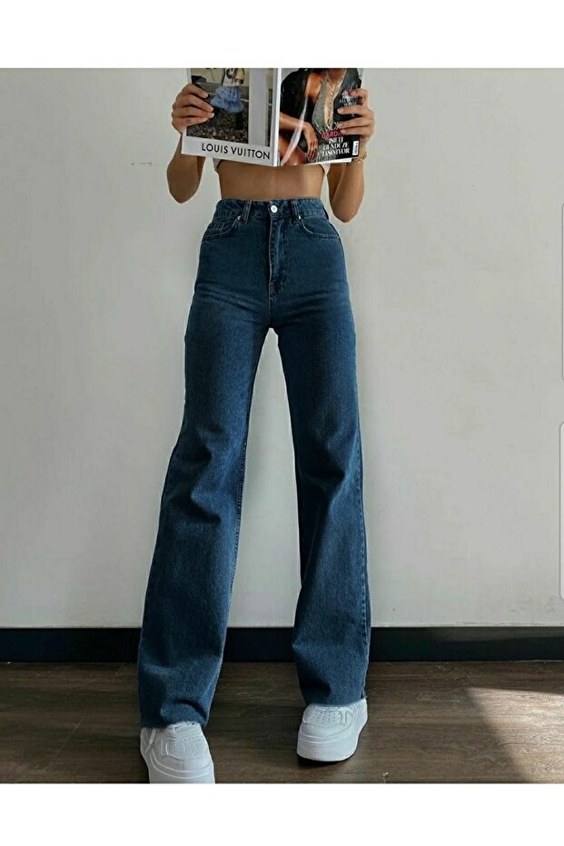 Since's Gold 90's Women's Medium Blue Loose Lycra Super High Waist 90's Denim Jeans (Very Comfortable)
