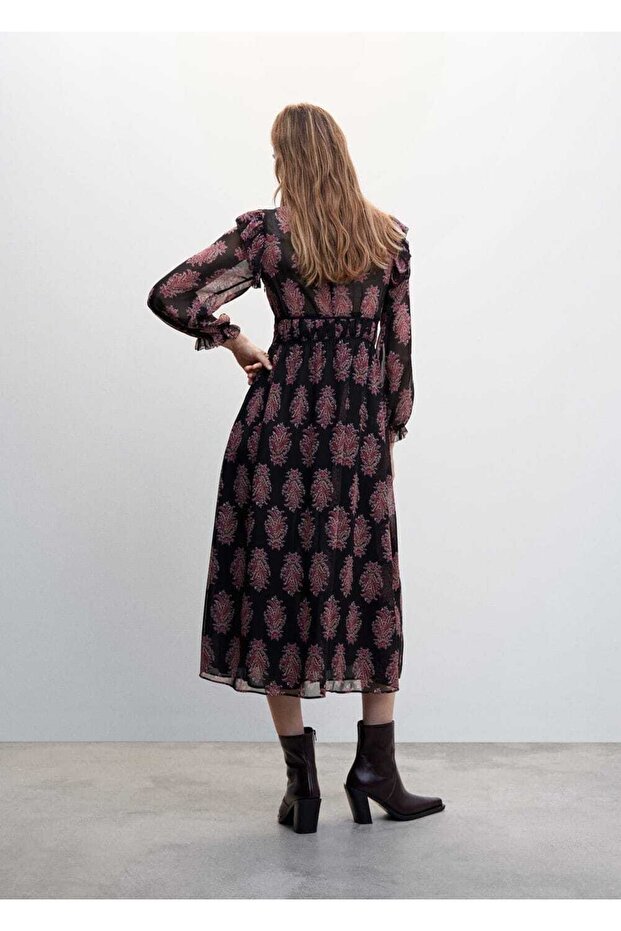 Barok Desenli Elbise - 4
