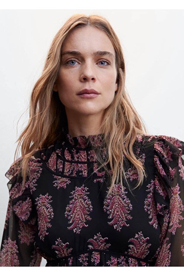 Barok Desenli Elbise - 5