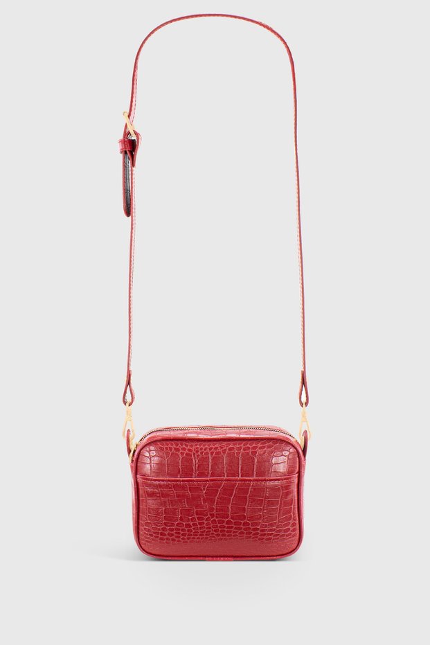 Women's Red Crocodile Skin Look Crossbody Bag 219